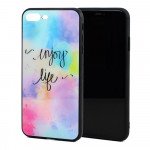 Wholesale iPhone 8 Plus / 7 Plus Design Tempered Glass Hybrid Case (Enjoy Life)